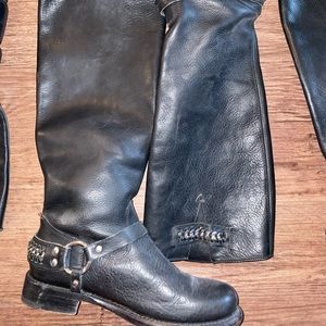 Frye Black Women's Jenna Chain Harness Tall Leather Riding Boots size 8